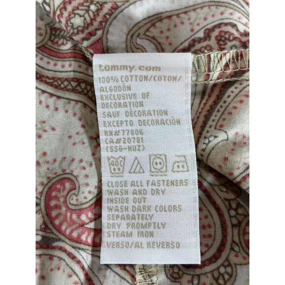 Tommy Hilfiger Paisley Blouse Short Sleeve Button-Up Shirt S Cotton - Picture 5 of 12